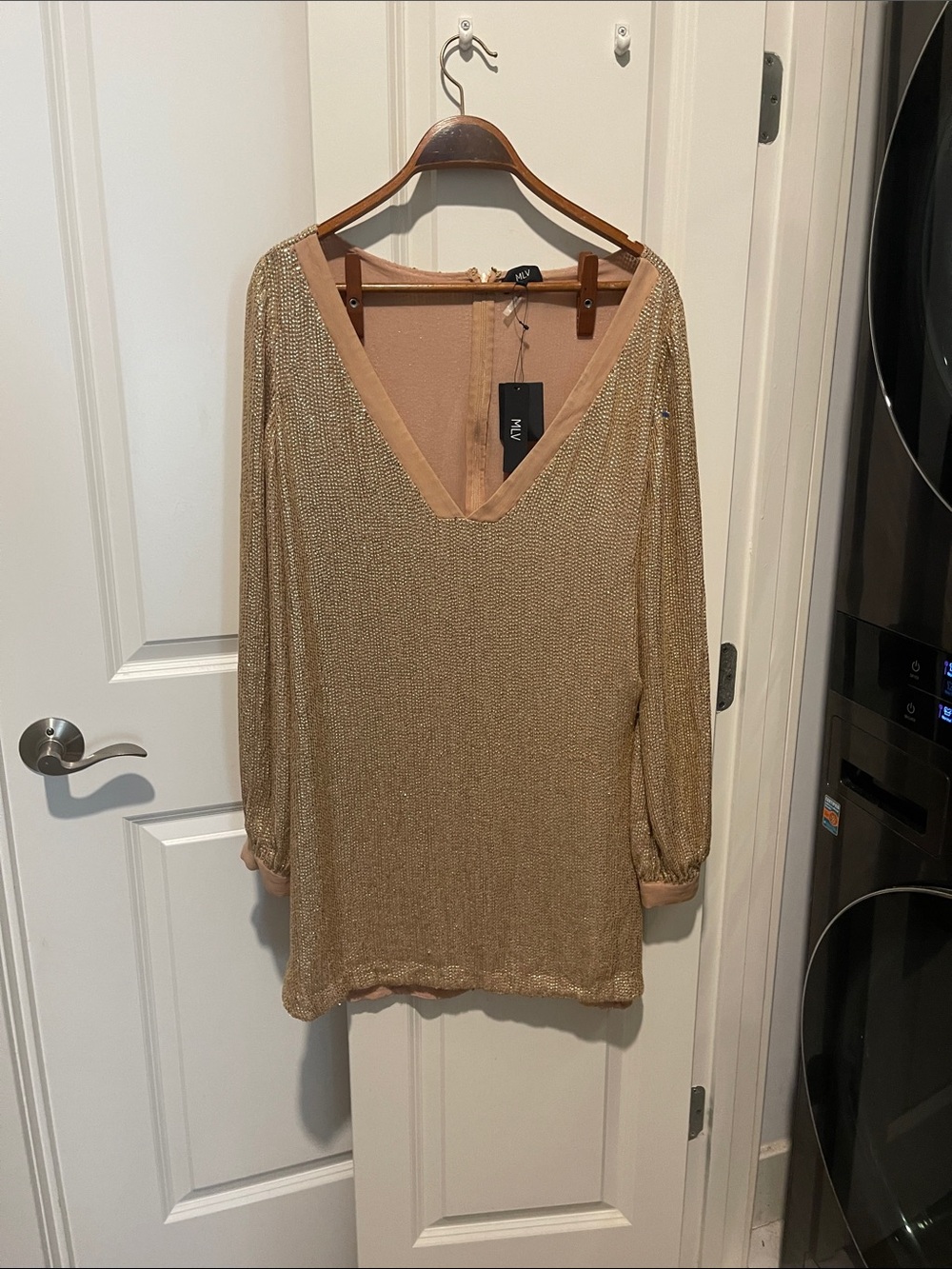MLV Shimmery Gold V-Neck Tunic Dress